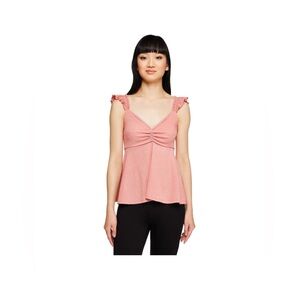 2/$20 - Wild Skye Pink / Peach Ruffle Sleeve Summer Top  - S or XS